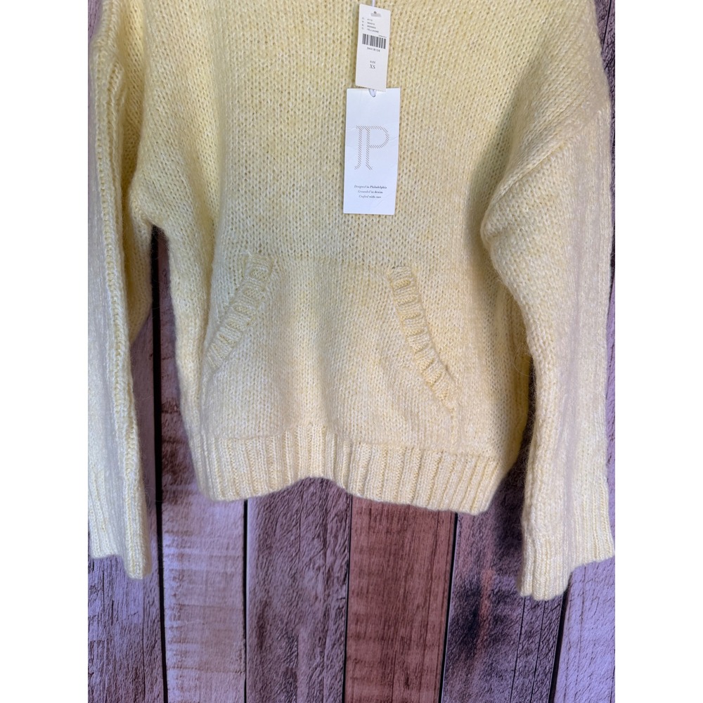 Pilcro Hooded Sweater Chunky Knit Butter Yellow Cozy XS Winter Neutral NWT Flaw - Picture 4 of 11